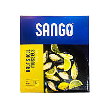 Мидии в половинке ракушки 30/40 в/м 1кг SANGO