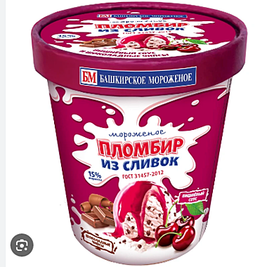 Мороженое ПЛОМБИР Дело в сливках вкус печ 410гр ведро 1/6