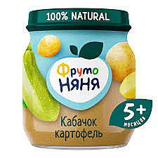 Пюре ФРУТОНЯНЯ 110г Кабачок/картофель с/б 1/12  