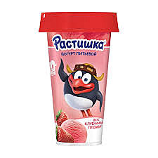 Йогурт Растишка 190г Питьевой клубничный пломбир  БЗМЖ 1/6