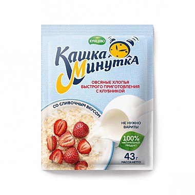 Каша МИНУТКА 43гр клубника со сливками 1/25  