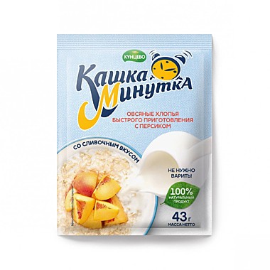 Каша МИНУТКА 43гр персик со сливками 1/25