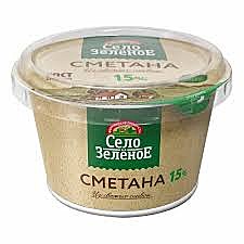 Сметана СЕЛО ЗЕЛЕНОЕ 15% 180г БЗМЖ 1/12 