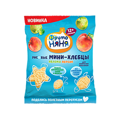 Мини-хлебцы ФРУТОНЯНЯ 30гр рисовые с ябл./персик 1/9