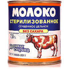 Молоко стерилизованное Молочная страна б/сахара 7,8% 300г ж/б 1/45  