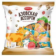 Конфеты 300гр  АЗОВСКАЯ Молочные ассорти 1/20 