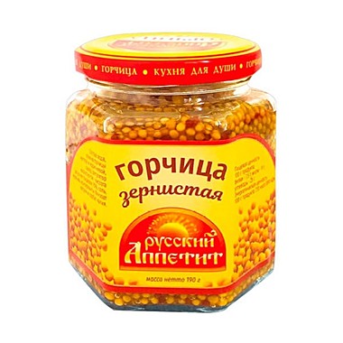 Горчица Рус. аппетит зернистая 190гр. ст/б 1/15
