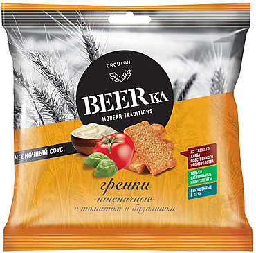 Гренки BEERka пшен. 60г томат базилик 1/24  