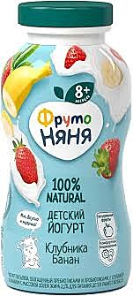 Йогурт ФРУТОНЯНЯ 200гр Клубника/банан 2,5% 1/12