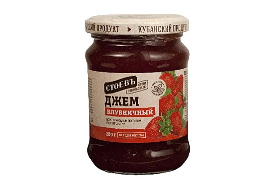 Джем СТОЕВЪ Клубничный 280гр. ст/б 1/12