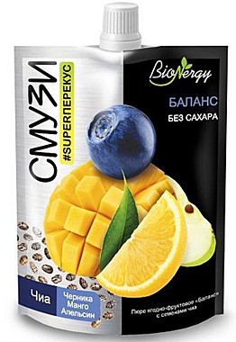 Смузи БАЛАНС Bionergy 120гр. черника/манго/апел./сем. чиа д/п 1/15