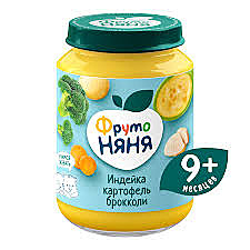 Пюре ФРУТОНЯНЯ 190г Индейка/картофель/брокколи с/б  1/6