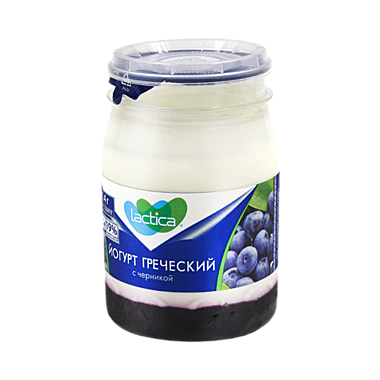 Йогурт ЛАКТИКА 190гр ГРЕЧЕСКИЙ двухсл.с черникой 3% 1/6
