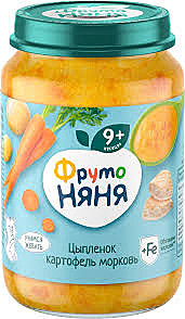 Пюре ФРУТОНЯНЯ 190г Цыпленок-картофель-морковь 1/6