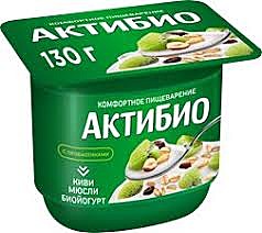 Биойогурт АКТИБИО 130г 3% киви/мюсли 1/12