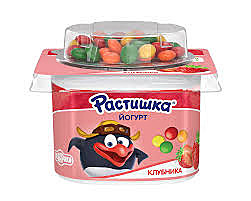Йогурт РАСТИШКА С шок.драже 115гр Клубника БЗМЖ 1/9