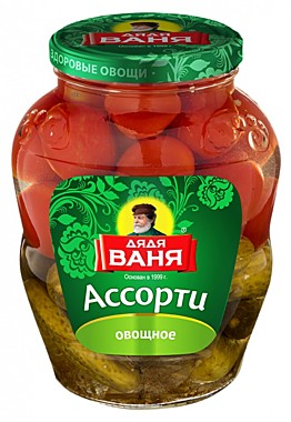 Ассорти Дядя Ваня 1800гр огурцы/томаты  1/6   