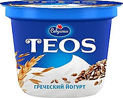 Йогурт САВУШКИН 250гр TEOS Греческий Злаки/лен БЗМЖ  1/6