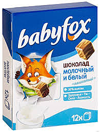 Шоколад BABY FOX  мол/бел. полосатый 90г 1/6  КДВ