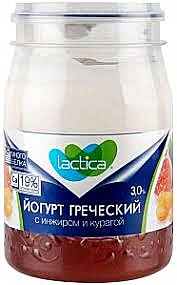 Йогурт ЛАКТИКА 190гр ГРЕЧЕСКИЙ двухсл.инжир-курага 3% 1/6