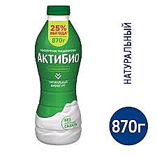 Йогурт АКТИБИО Питьевой 870г натур. БЗМЖ 1/6