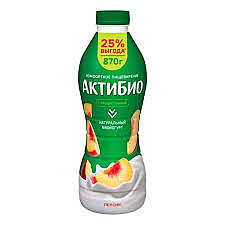 Йогурт АКТИБИО Питьевой 870г персик БЗМЖ 1/6