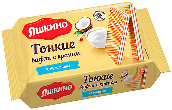 Вафли фас. ЯШКИНО тонкие кокос.крем 144гр 1/26