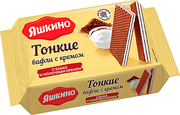 Вафли фас. ЯШКИНО тонкие молоко/какао крем 144гр 1/26