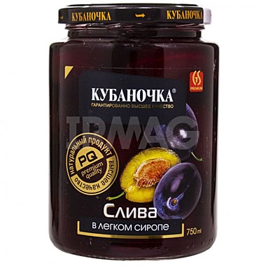 Компот Слива КУБАНОЧКА 750мл в сиропе с/б 1/8