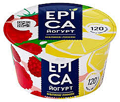 Йогурт ЭПИКА 130гр. 4,8% Малина-лимон БЗМЖ 1/12  
