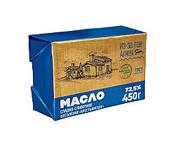 Масло слив. несоленое Крестьянское Из-за гор Алтая 450гр БЗМЖ 72,5% 1/8
