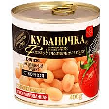 Фасоль КУБАНОЧКА 400гр Белая 1/12 ж/б