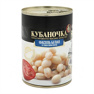 Фасоль КУБАНОЧКА 400гр Белая в томатном соусе 1/12 ж/б