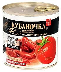 Фасоль КУБАНОЧКА 400гр Красная 1/12 ж/б
