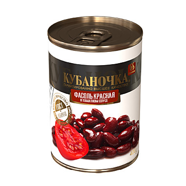 Фасоль КУБАНОЧКА 400гр Красная в томатном соусе 1/12 ж/б