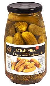 Огурцы КУБАНОЧКА 1500гр маринованные 1/6 ст/б