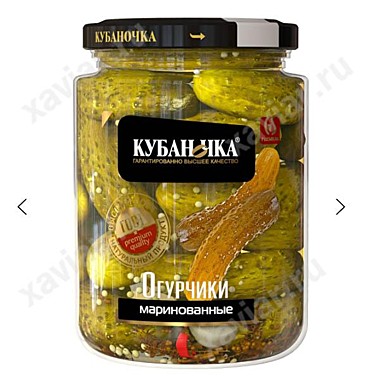 Огурцы КУБАНОЧКА 720гр маринованные 1/8 ст/б
