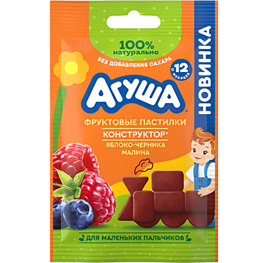 Пастилки АГУША 12гр Яблоко/черника/малина 1/10
