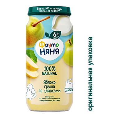 Пюре ФРУТОНЯНЯ 250г Яблоко-Груша-Сливки с/б 1/12  