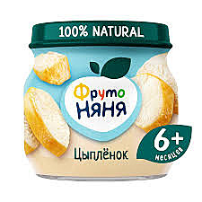 Пюре ФРУТОНЯНЯ 80г Цыпленок с/б 1/6   