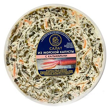 Салат АКВА М/капуста с кальмаром 180 г 1/20
