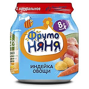 Пюре ФРУТОНЯНЯ 100г Индейка/овощи 1/6   