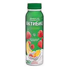 Йогурт АКТИБИО Питьевой 260г дыня/клубн./земляника БЗМЖ 1/9