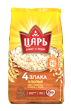Хлопья ЦАРЬ 400гр 4 злака м/у 1/20