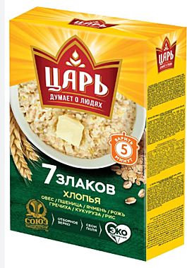 Хлопья ЦАРЬ 400гр 7 злака 1/16