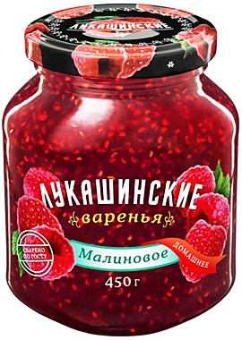 Варенье ЛУКАШИНСКОЕ 450г Малиновое  ст/б 1/6   