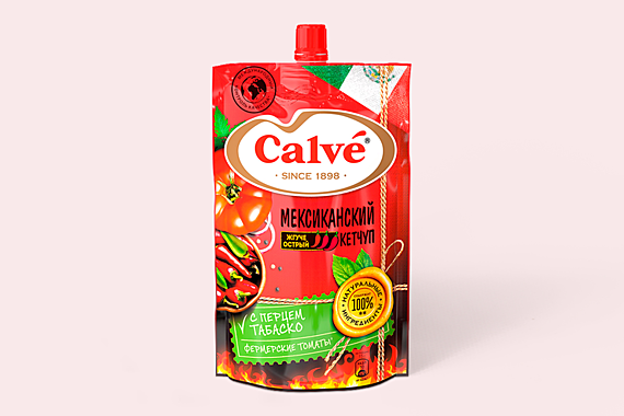 Кетчуп КАЛЬВЕ 350 гр Мексиканский жгучеостр. д/п 1/28   