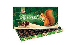 Конфеты БЕЛОЧКА 400гр пралине с дробл. фундуком 1/6 Бабаевские