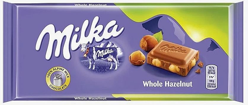 Шоколад МИЛКА 100г с цельным лесным орехом 1/17