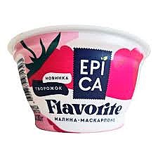 Творожок ЭПИКА Flavorite130гр. 7,7% Малина-маскарпоне БЗМЖ 1/12